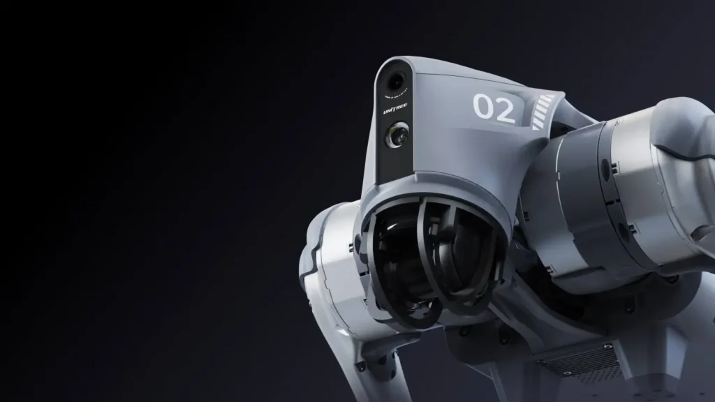 Tête du Unitree Go2 avec son LiDAR 4D L2 et sa caméra grand angle