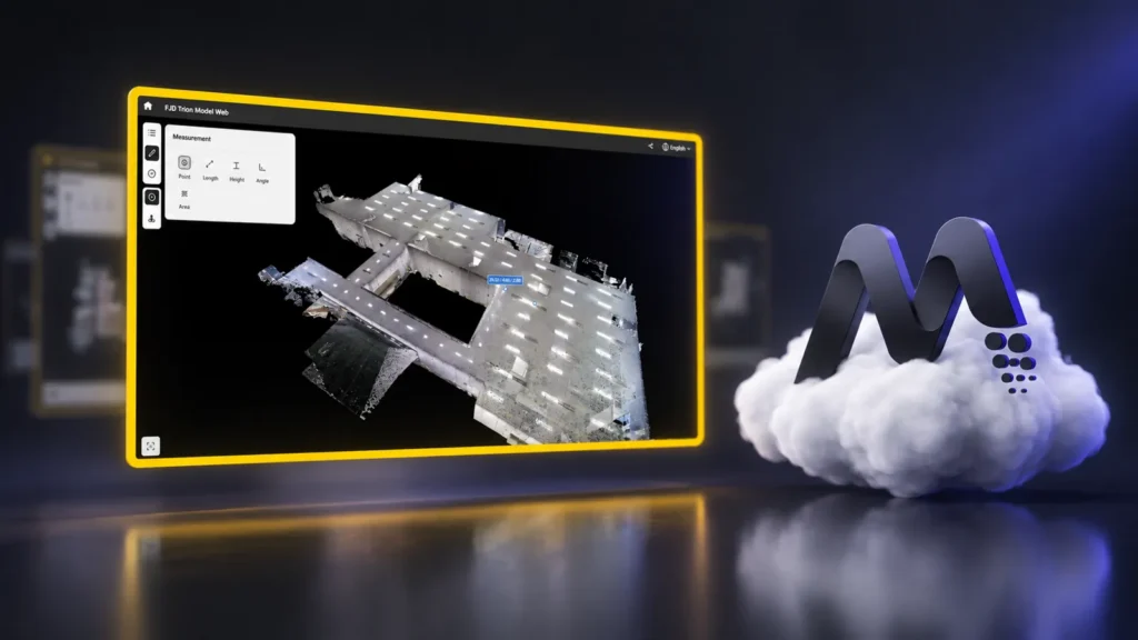 Plateforme en ligne FJD Trion Model Web affichant un nuage de points 3D