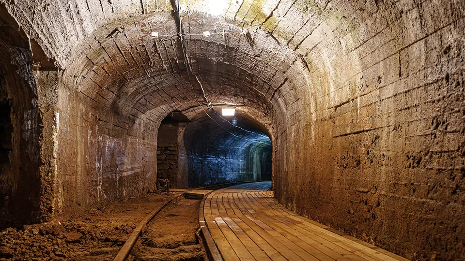 Galerie de mine souterraine relevée au scanner LiDAR