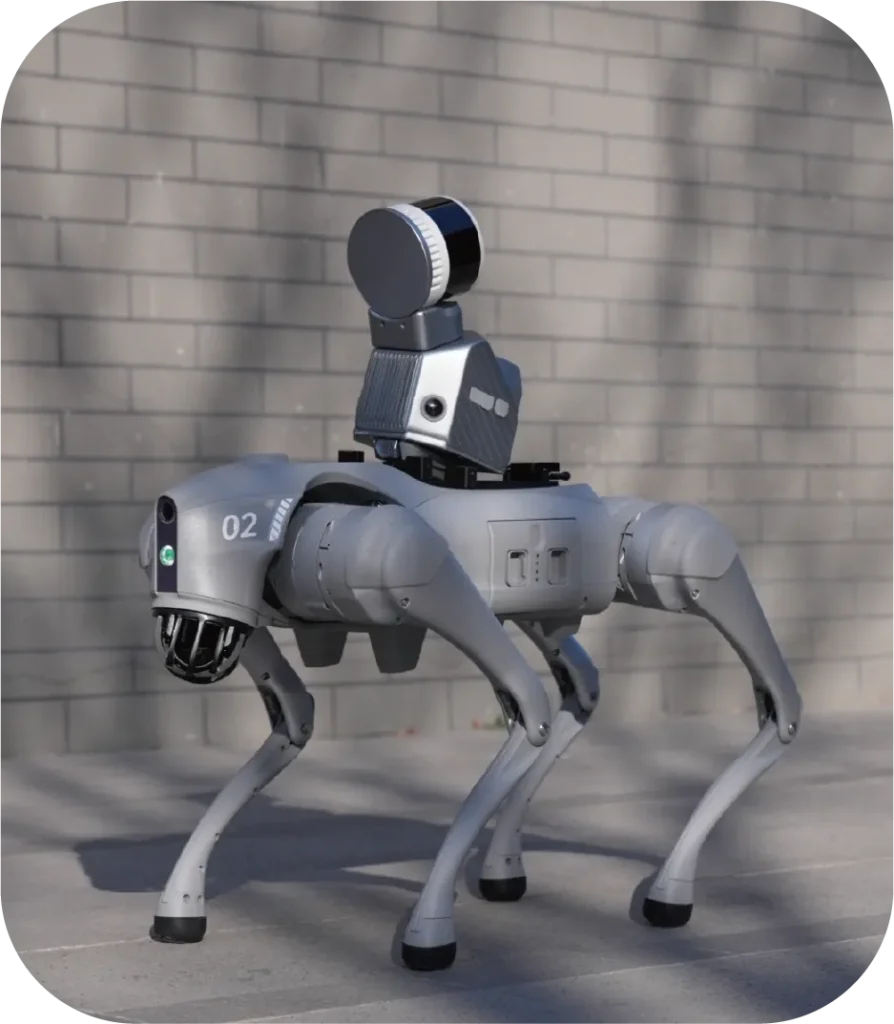 Scanner LiDAR FJD Trion S2 monté sur un robot quadrupède Unitree