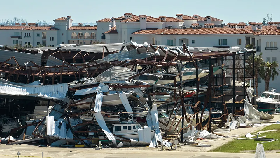 Bâtiments endommagés après une catastrophe, documentés au scanner LiDAR