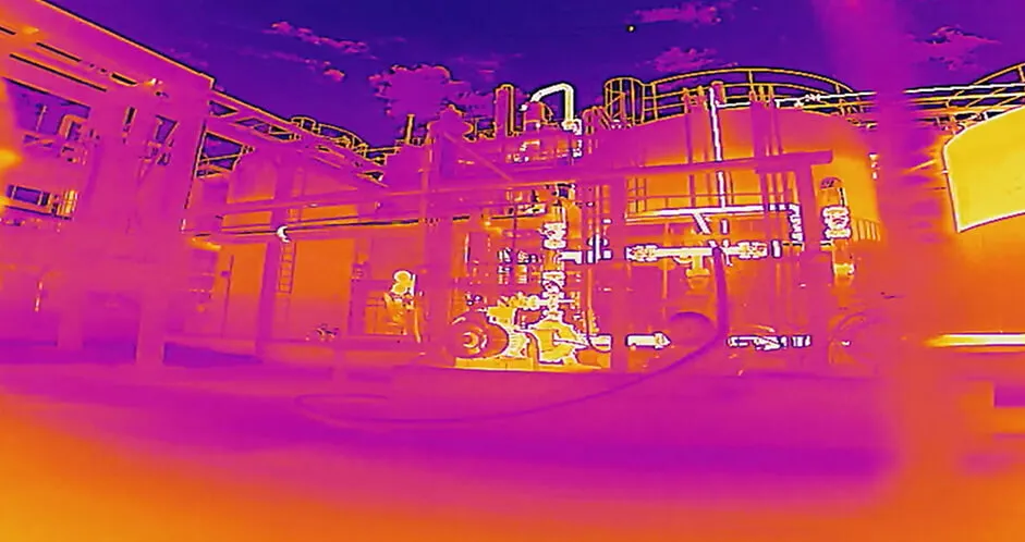 Image thermique d'une installation industrielle relevée par le Unitree B2